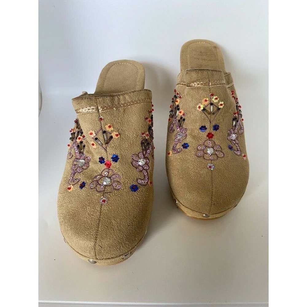 Hot Menu Womens Mules Shoes Multicolor Floral Slip